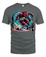 Fierce Boar Hockey Warrior Graphic T-Shirt Men’s Tee - gray t-shirt on white background
