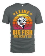 Funny Fishing T-Shirt I Like Big Fish and I Can’t Lie - gray t-shirt on white background