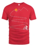 Mountain Climb Cycling Path Graphic T-Shirt for Men - red t-shirt on white background