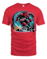 Fierce Boar Hockey Warrior Graphic T-Shirt Men’s Tee - red t-shirt on white background