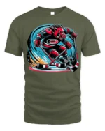 Fierce Boar Hockey Warrior Graphic T-Shirt Men’s Tee - military green t-shirt on white background