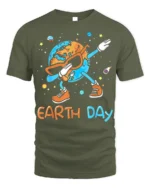 Funny Dabbing Earth Day T-Shirt - military green t-shirt on white background