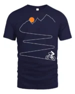 Mountain Climb Cycling Path Graphic T-Shirt for Men - navy t-shirt on white background