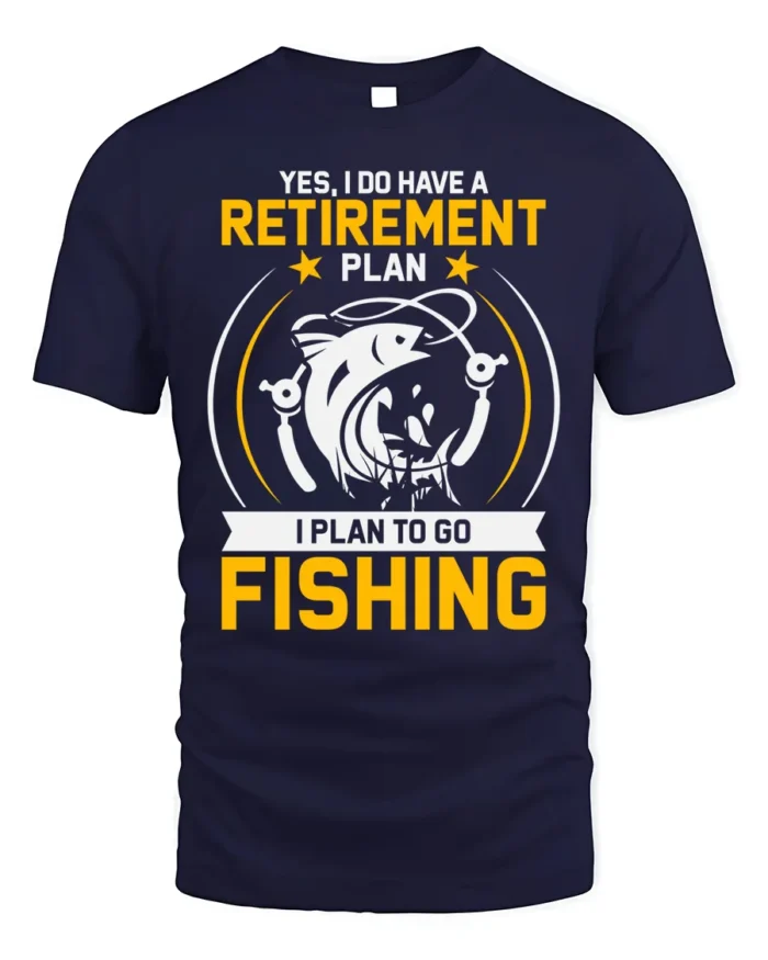 Fishing Retirement Plan T-Shirt Funny Gift for Fishermen - navy t-shirt on white background