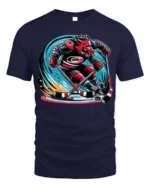 Fierce Boar Hockey Warrior Graphic T-Shirt Men’s Tee - navy t-shirt on white background