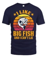 Funny Fishing T-Shirt I Like Big Fish and I Can’t Lie - navy t-shirt on white background