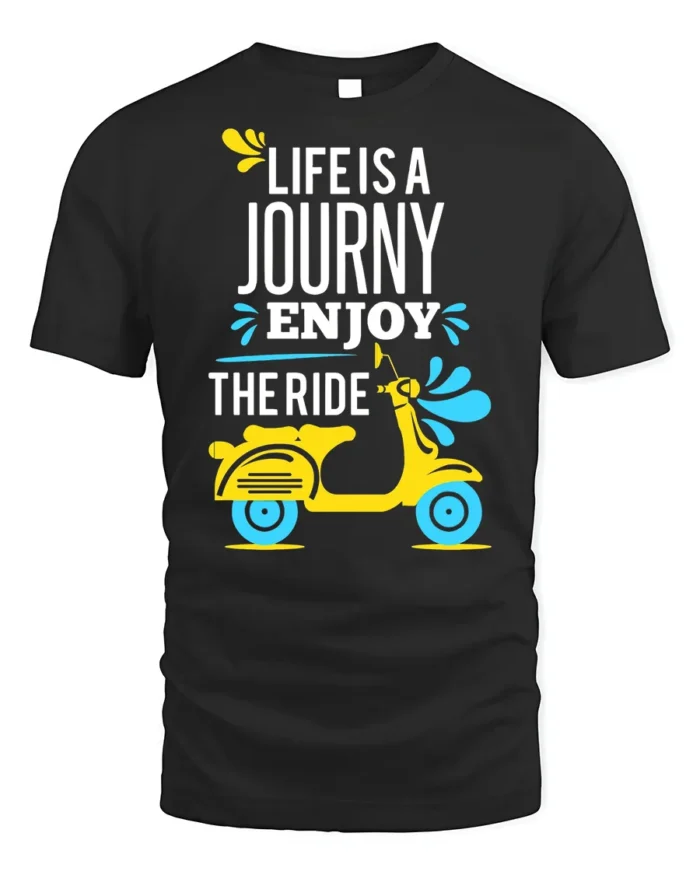 Life Is a Journey Enjoy the Ride Scooter T-Shirt - black t-shirt on white background