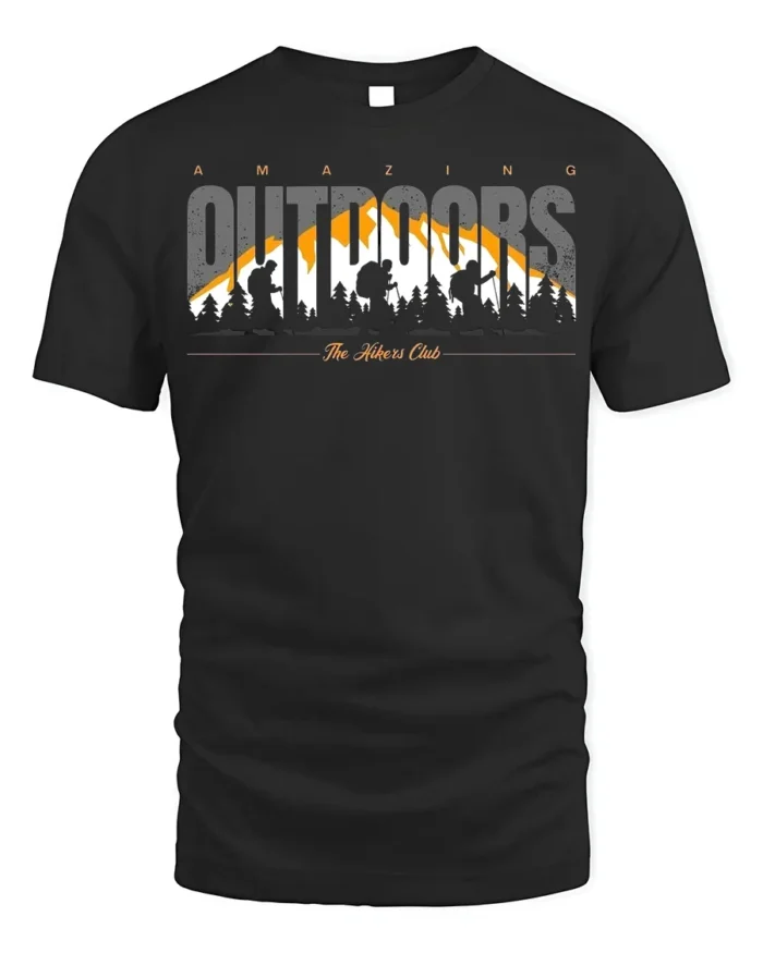 Amazing Outdoors Hiking T-Shirt Soft Cotton Trail Tee - black t-shirt on white background