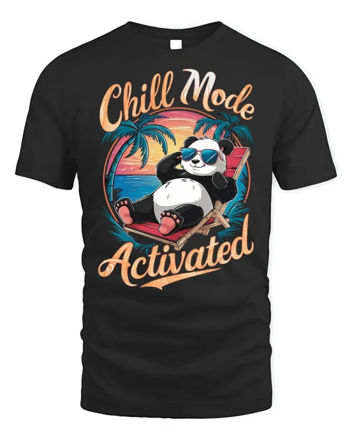 Chill Mode Activated T-Shirt Funny Relaxed Panda Tee - black t-shirt on white background