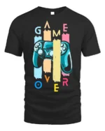 Game Over Controller T-Shirt Funny Gamer Graphic Tee - black t-shirt on white background