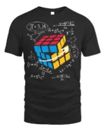 Math Puzzle Cube T-Shirt Nerdy Graphic Tee for Thinkers - black t-shirt on white background