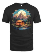 Mountain Camping Adventure T-Shirt Outdoor Nature Tee - black t-shirt on white background