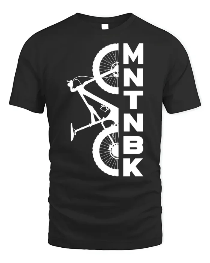 MTNBK Mountain Bike T-Shirt Bold MTB Graphic Tee - black t-shirt on white background