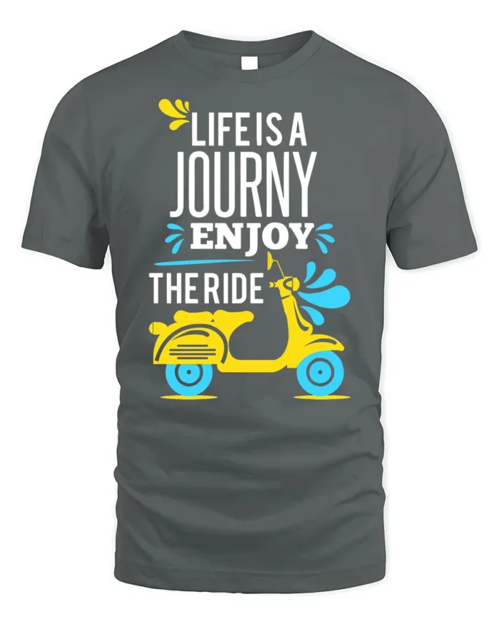 Life Is a Journey Enjoy the Ride Scooter T-Shirt - gray t-shirt on white background