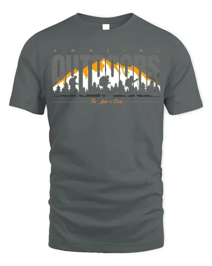 Amazing Outdoors Hiking T-Shirt Soft Cotton Trail Tee - gray t-shirt on white background