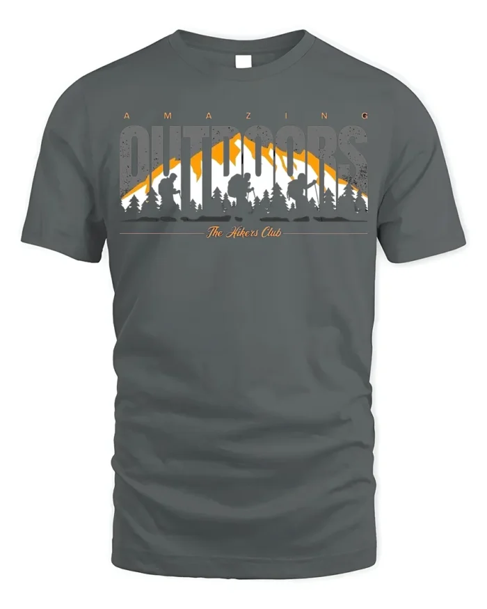 Amazing Outdoors Hiking T-Shirt Soft Cotton Trail Tee - gray t-shirt on white background