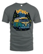 Adventure Van T-Shirt Retro Camping Tee for Nature Lovers - gray t-shirt on white background