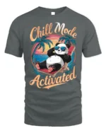 Chill Mode Activated T-Shirt Funny Relaxed Panda Tee - gray t-shirt on white background