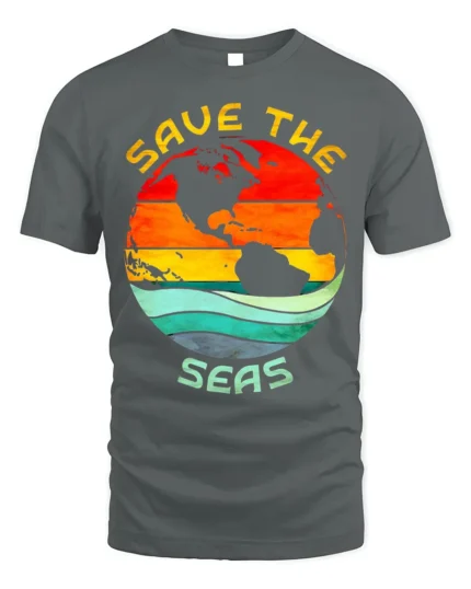 Save the Seas T-Shirt Eco Earth Ocean Conservation Tee - gray t-shirt on white background