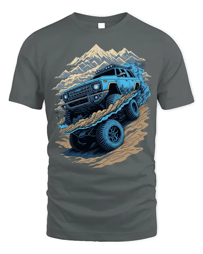 Off-Road Monster Truck T-Shirt Rugged Adventure Tee - gray t-shirt on white background