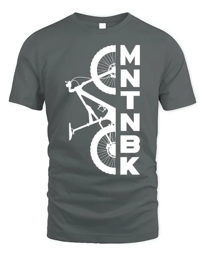 MTNBK Mountain Bike T-Shirt Bold MTB Graphic Tee - gray t-shirt on white background