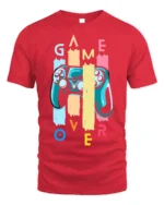 Game Over Controller T-Shirt Funny Gamer Graphic Tee - red t-shirt on white background