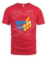 Math Puzzle Cube T-Shirt Nerdy Graphic Tee for Thinkers - red t-shirt on white background
