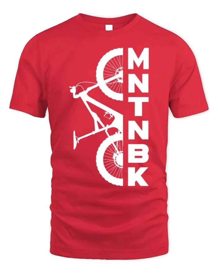 MTNBK Mountain Bike T-Shirt Bold MTB Graphic Tee - red t-shirt on white background