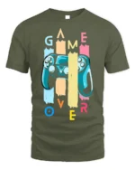 Game Over Controller T-Shirt Funny Gamer Graphic Tee - military green t-shirt on white background