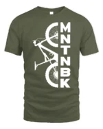 MTNBK Mountain Bike T-Shirt Bold MTB Graphic Tee - military green t-shirt on white background