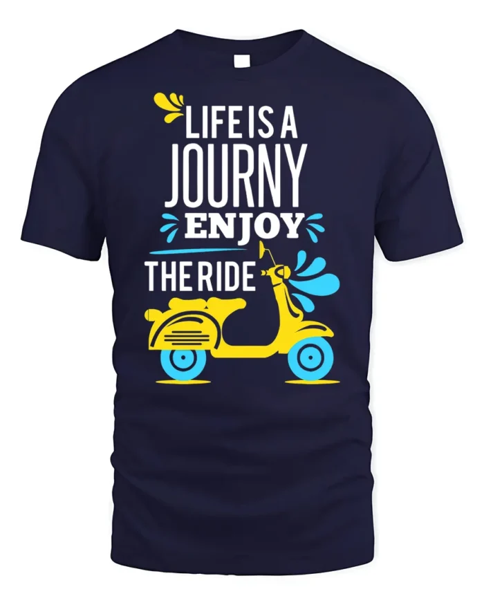 Life Is a Journey Enjoy the Ride Scooter T-Shirt - navy t-shirt on white background