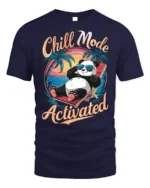Chill Mode Activated T-Shirt Funny Relaxed Panda Tee - navy t-shirt on white background