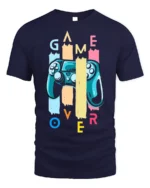 Game Over Controller T-Shirt Funny Gamer Graphic Tee - navy t-shirt on white background