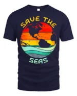 Save the Seas T-Shirt Eco Earth Ocean Conservation Tee - navy t-shirt on white background