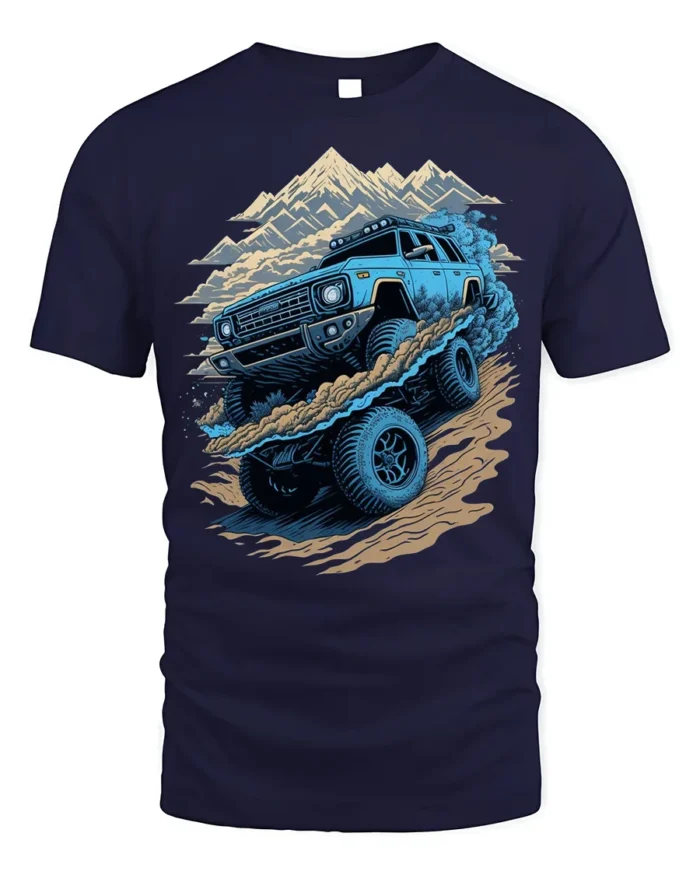 Off-Road Monster Truck T-Shirt Rugged Adventure Tee - navy t-shirt on white background