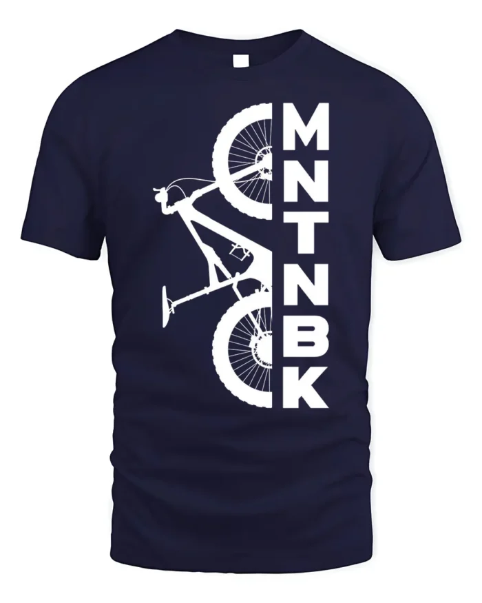 MTNBK Mountain Bike T-Shirt Bold MTB Graphic Tee - navy t-shirt on white background
