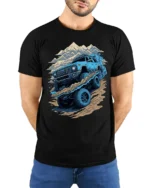 Off-Road Monster Truck T-Shirt Rugged Adventure Tee - model wearing black shirt, hands behind back