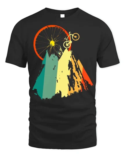 Mountain Biking Adventure Graphic T-Shirt - black t-shirt on white background