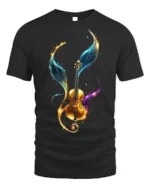 Violin with Colorful Wings T-Shirt Music Lovers - black t-shirt on white background