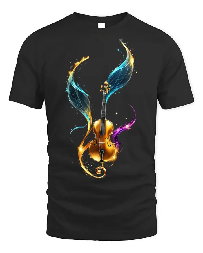 Violin with Colorful Wings T-Shirt Music Lovers - black t-shirt on white background