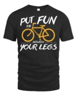 Funny Bicycle Rider Graphic T-Shirt Put Fun Between Legs - black t-shirt on white background
