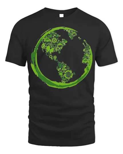 Eco Earth Green Energy Symbols T-Shirt for Nature Lovers - black t-shirt on white background