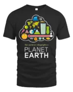 Planet Earth Infographics T-Shirt for Science Lovers - black t-shirt on white background