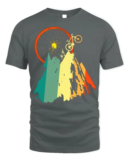Mountain Biking Adventure Graphic T-Shirt - gray t-shirt on white background