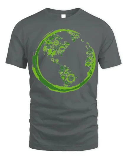 Eco Earth Green Energy Symbols T-Shirt for Nature Lovers - gray t-shirt on white background