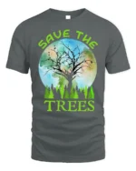 Save The Trees Eco Awareness T-Shirt for Nature Lovers - gray t-shirt on white background