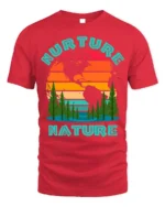 Nurture Nature Eco Graphic T-Shirt for Nature Lovers - red t-shirt on white background