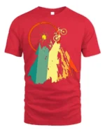 Mountain Biking Adventure Graphic T-Shirt - red t-shirt on white background