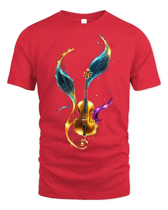 Violin with Colorful Wings T-Shirt Music Lovers - red t-shirt on white background