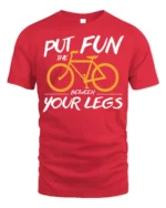 Funny Bicycle Rider Graphic T-Shirt Put Fun Between Legs - red t-shirt on white background